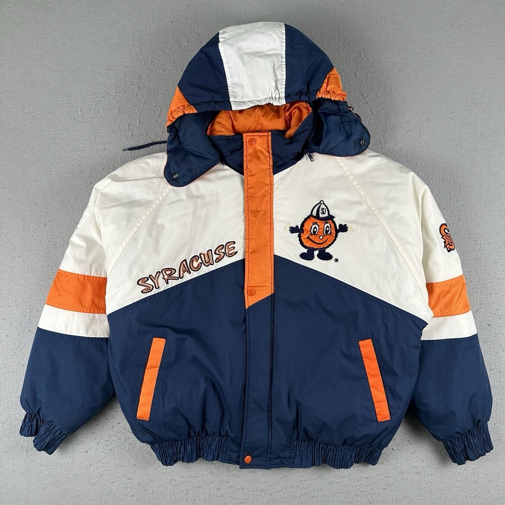 Vtg 90s Pro Player Syracuse University Jacket‎ Men's L Puffer Spell Out Script